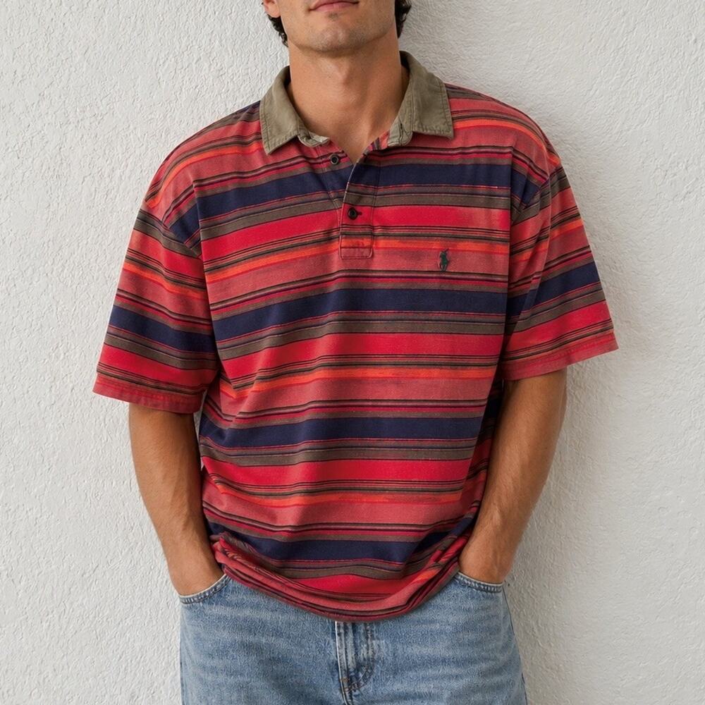 POLO Ralph Lauren Polo Shirt Men’s 3XB Big Striped Southwestern Preppy